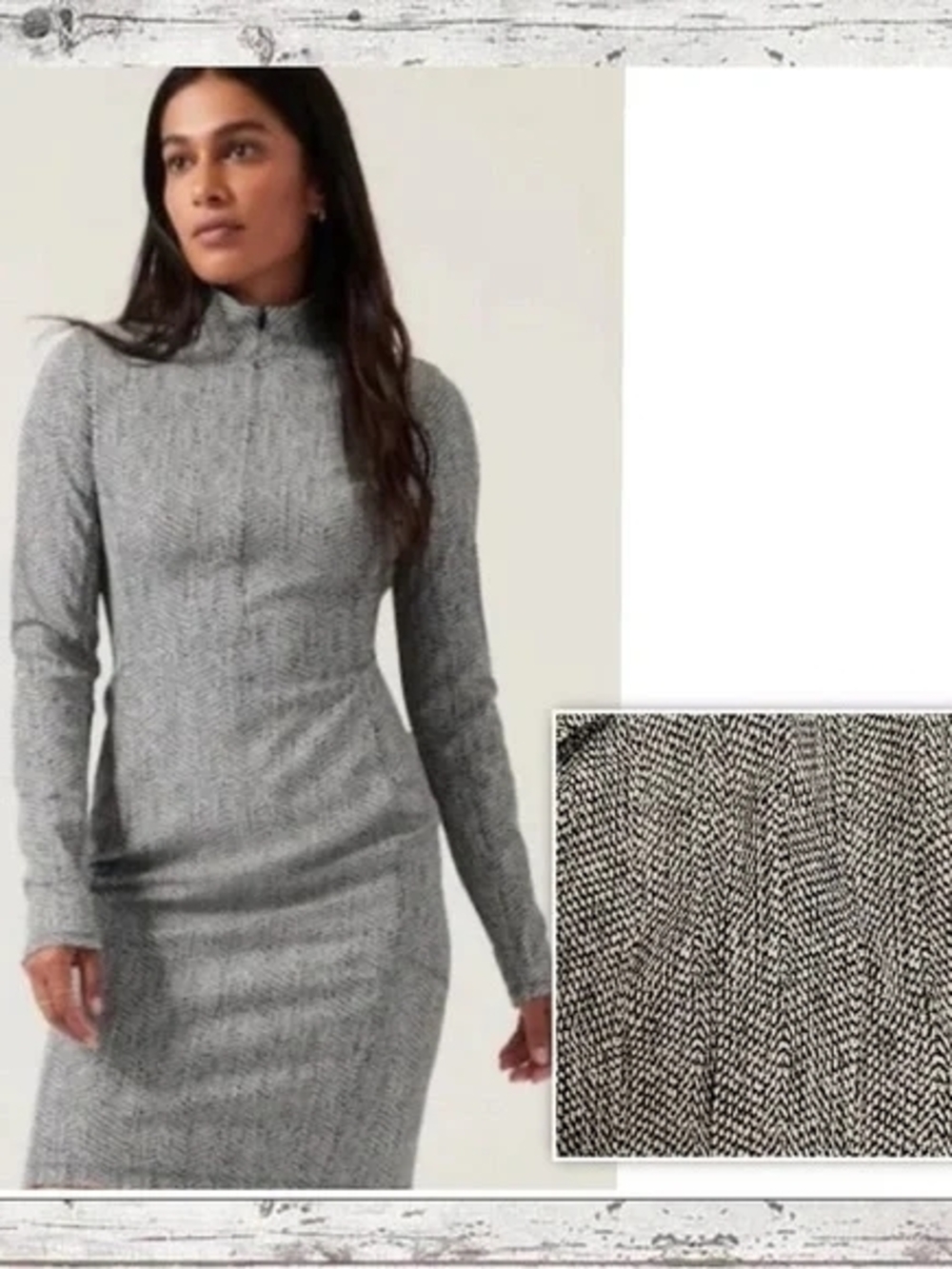 3x Athleta Delancey textured long-sleeve dress in a black and white